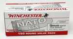 9mm Luger 150 Rounds Ammunition Winchester 124 Grain Full Metal Jacket